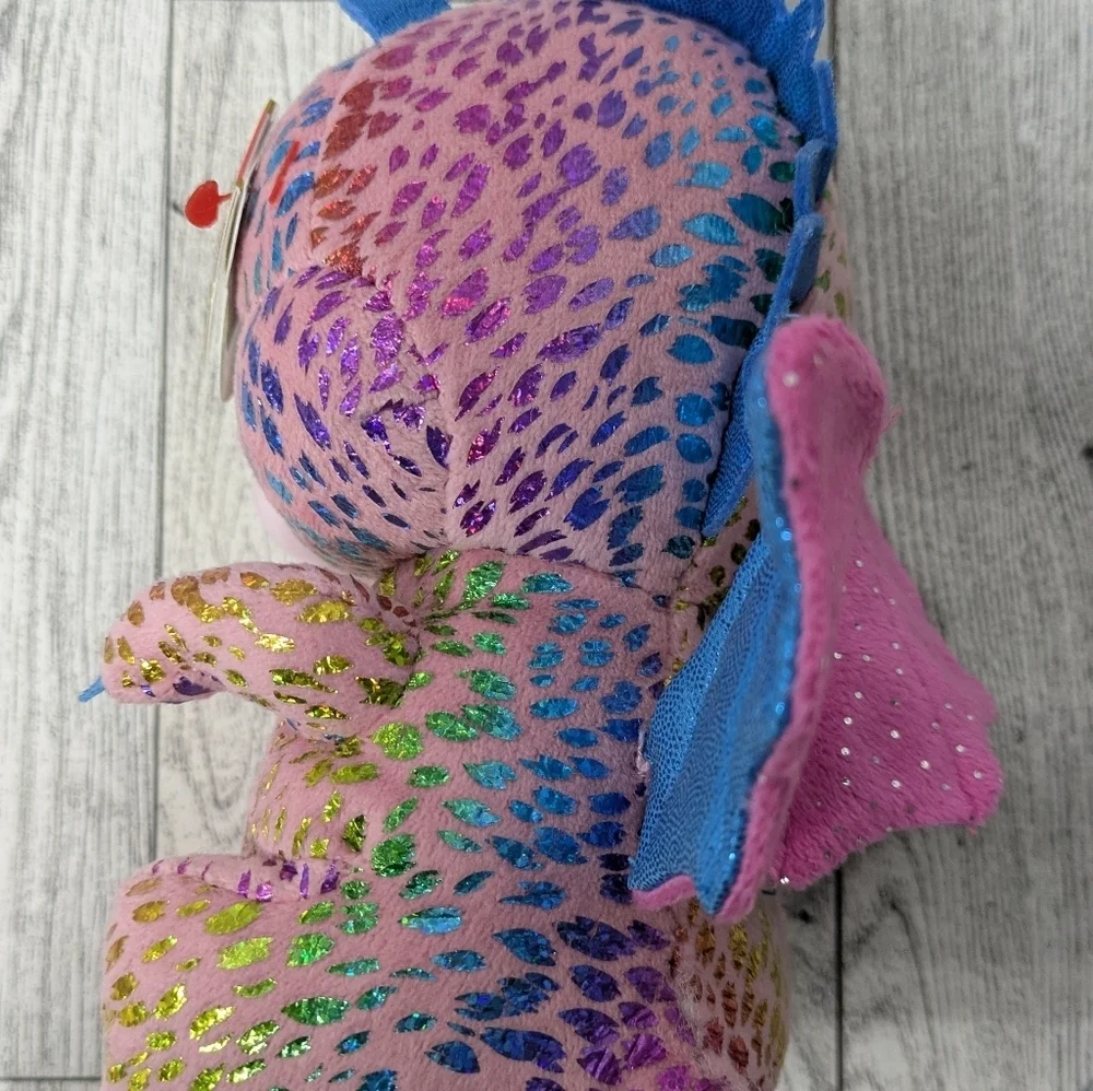 Ty Flint Sparkly Pink and Blue Dragon Plush